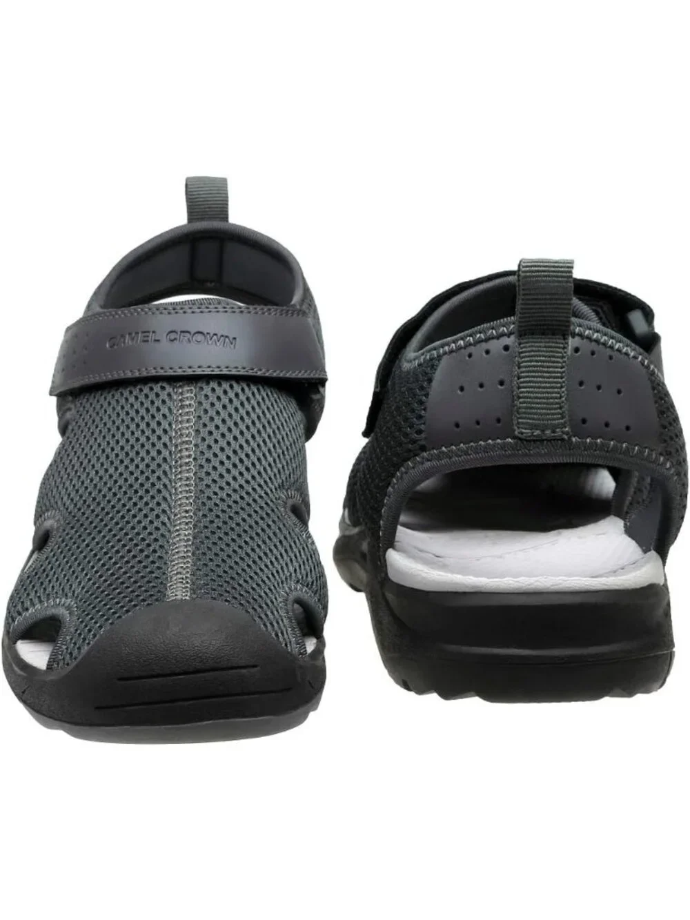 Men's Grey Mesh Hiking Sandals Closed-Toe Beach Sandal for Athletic Outdoor